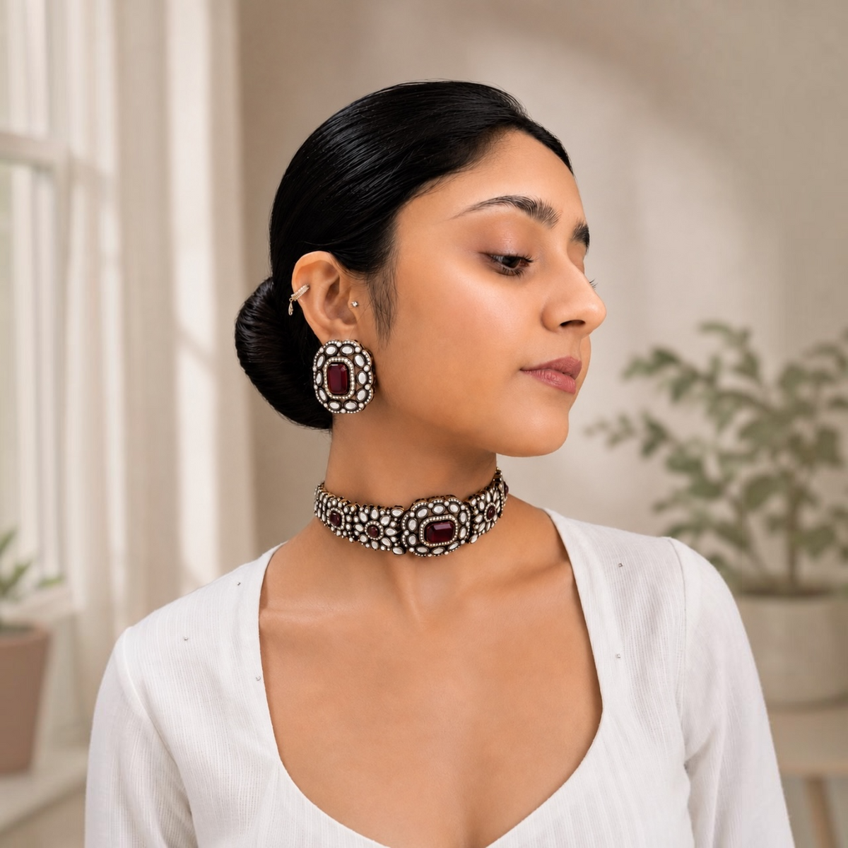 Ridima Moissanite Choker - Ruby