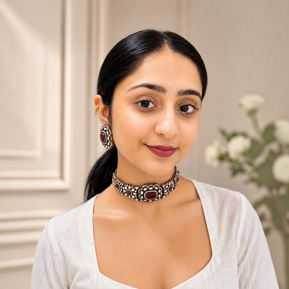 Ridima Moissanite Choker - Ruby