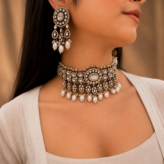 Meera Moissanite Choker - White