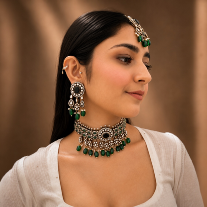 Meera Moissanite Choker - Green