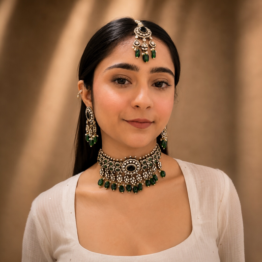 Meera Moissanite Choker - Green