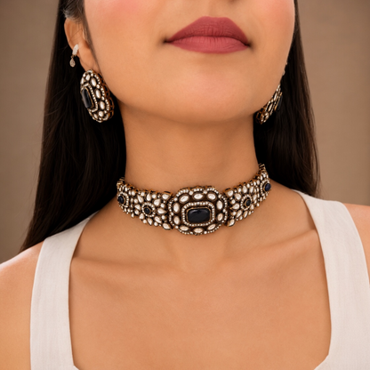 Kirat Moissanite Choker - Blue