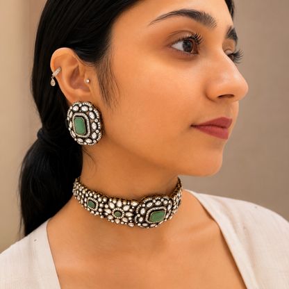 Kirat Moissanite Choker - Mint