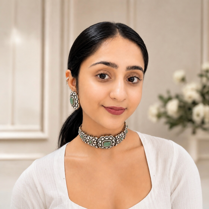 Kirat Moissanite Choker - Mint