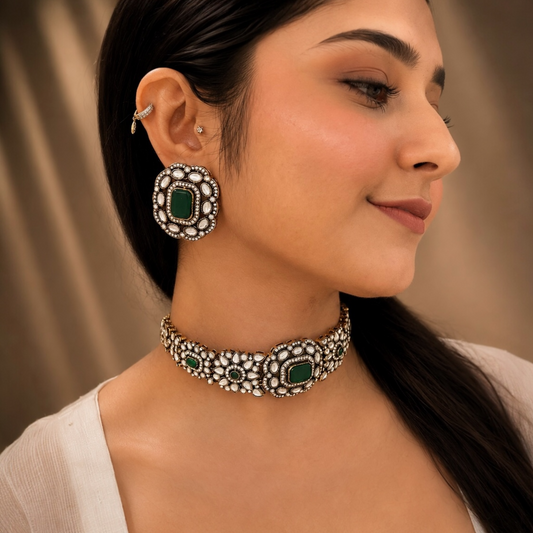 Kirat Moissanite Choker - Green