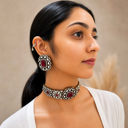 Kirat Moissanite Choker - Ruby