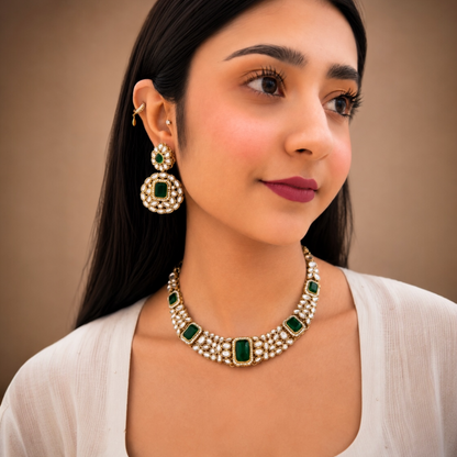 Tiya Moissanite Necklace-Green