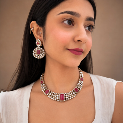 Tiya Moissanite Necklace-Onion Pink