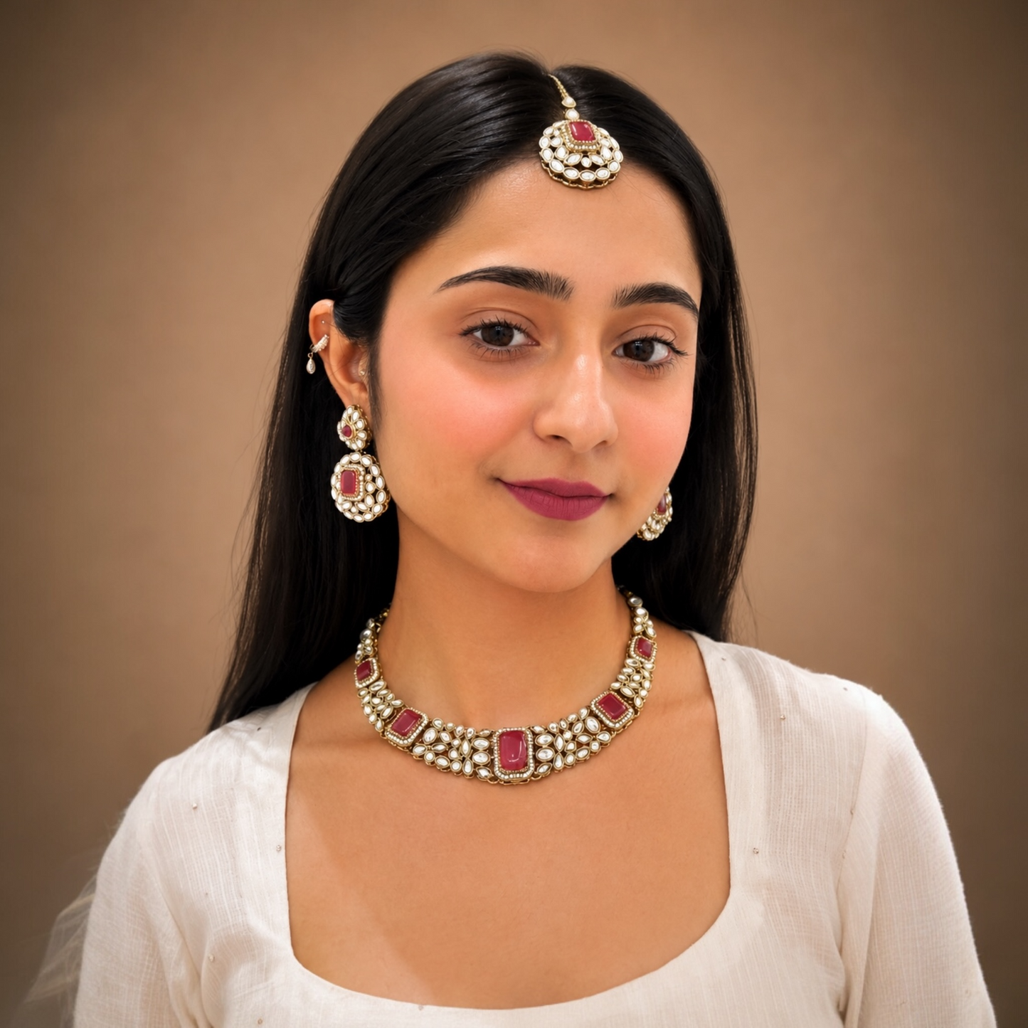 Tiya Moissanite Necklace-Onion Pink