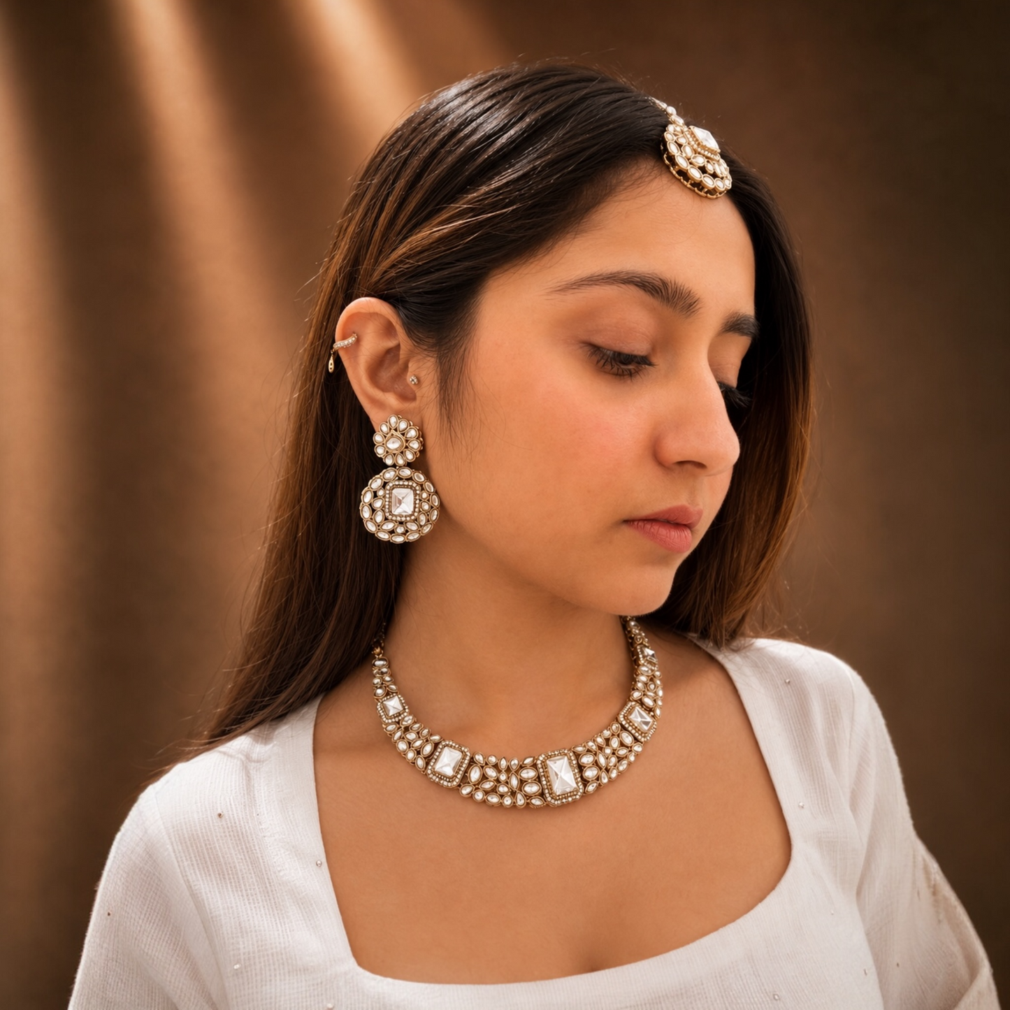 Tiya Moissanite Necklace-White