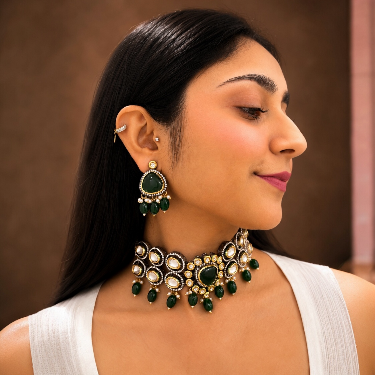 Mahi Polki Necklace-Green
