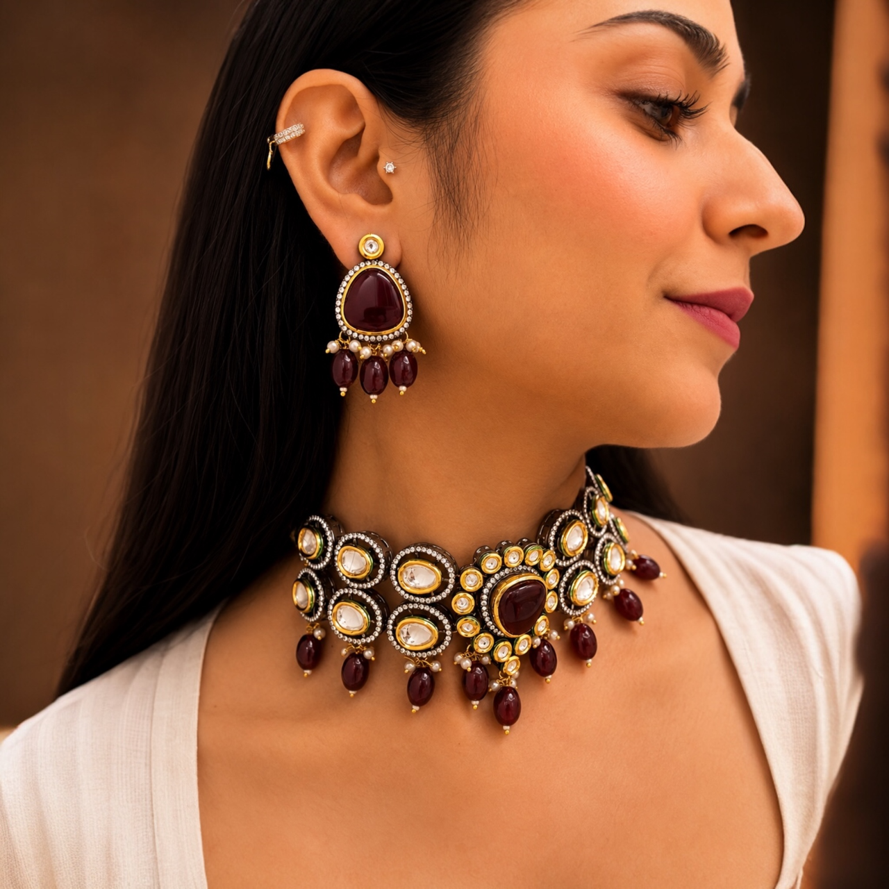 Mahi Polki Necklace-Ruby
