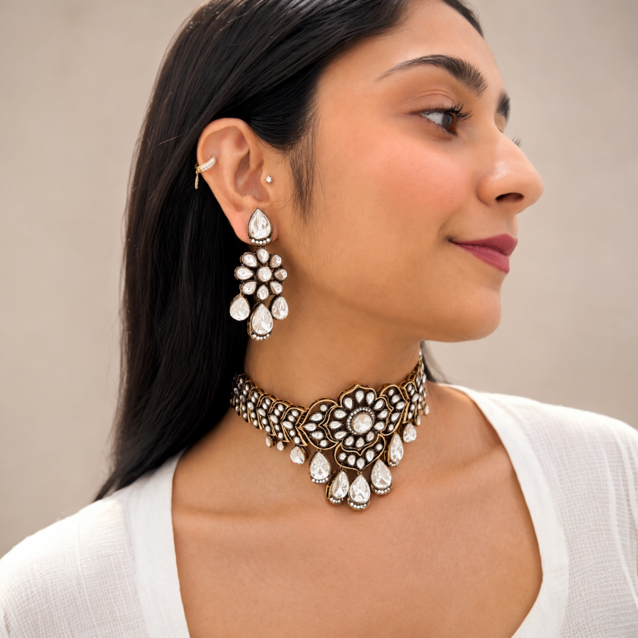Zara Moissanite Choker-White