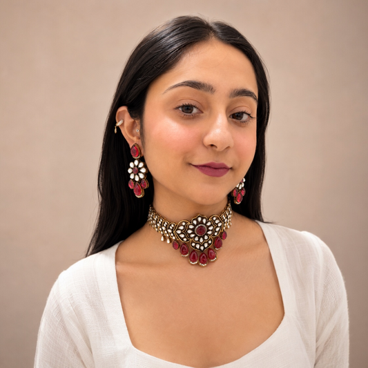 Zara Moissanite Choker-Ruby