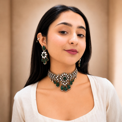 Zara Moissanite Choker-Green