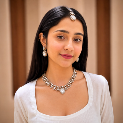 Fiza Moissanite Necklace-White