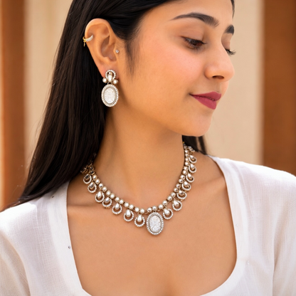 Fiza Moissanite Necklace-White