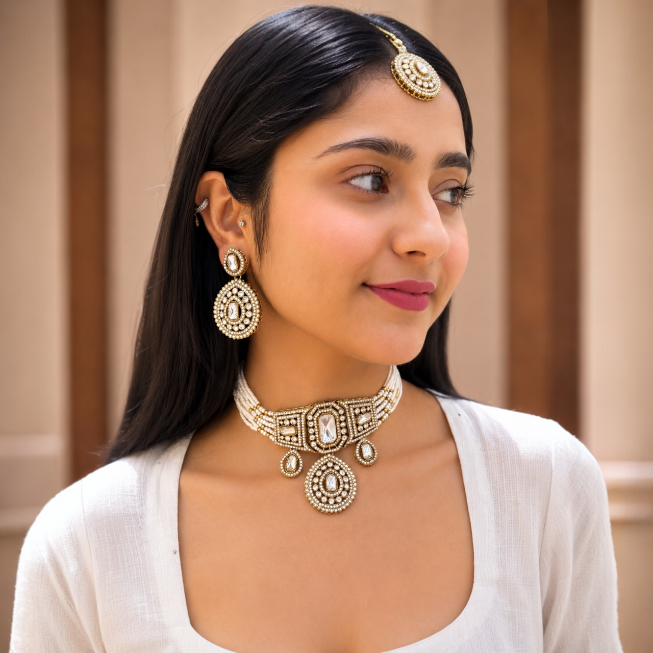 Namya Pearl Moissanite Choker-White