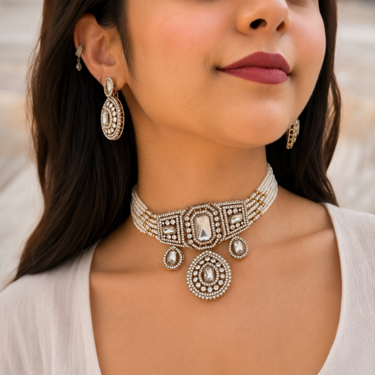 Namya Pearl Moissanite Choker-White