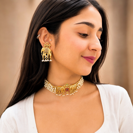 Nia Elephant Choker - Gold