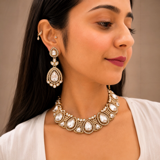 Payal Moissanite Necklace-White