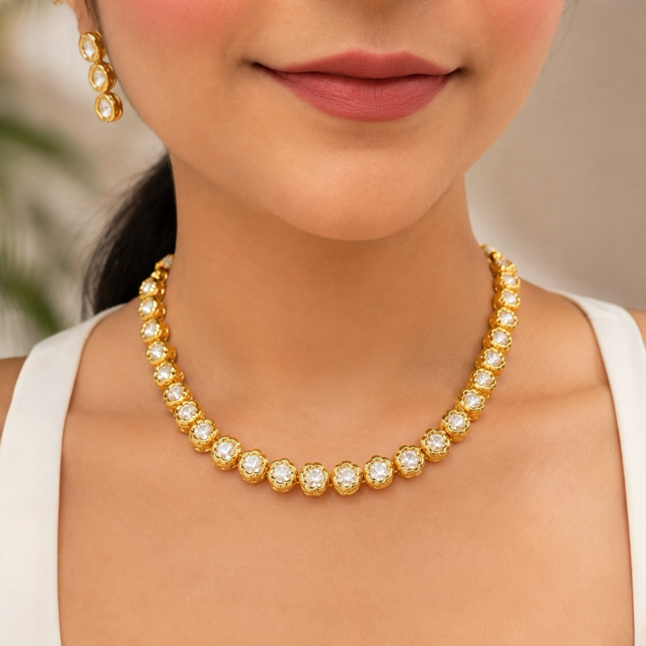 Manvi Moissanite Necklace - Gold