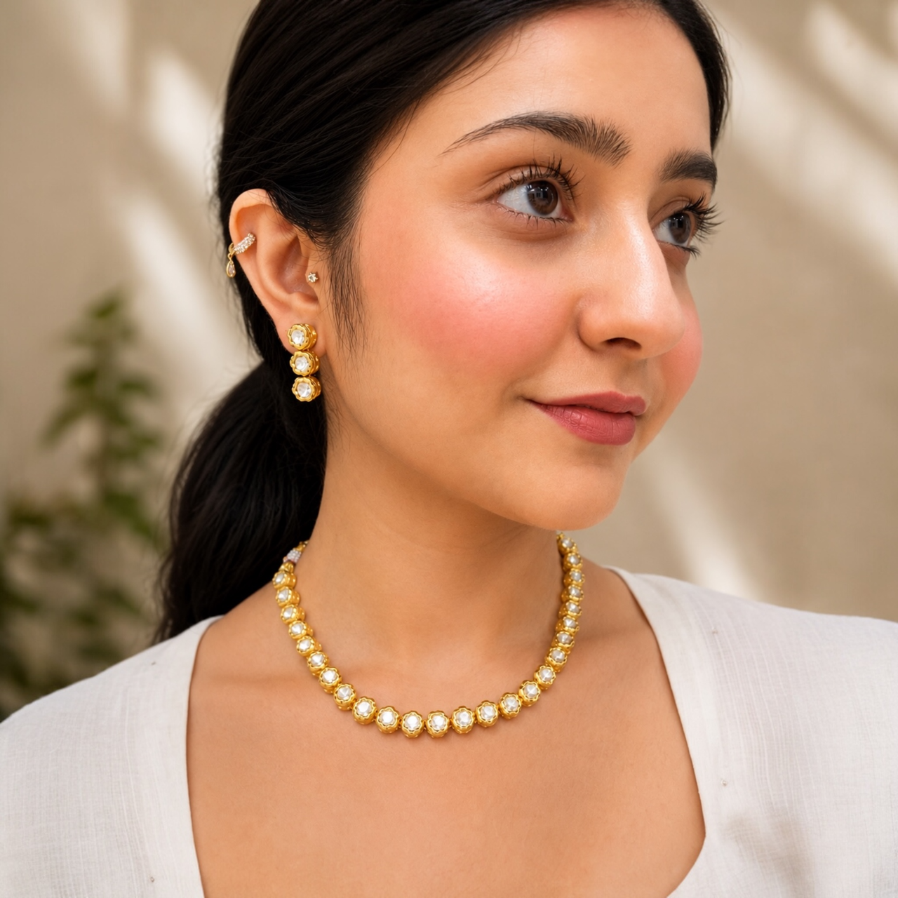 Manvi Moissanite Necklace - Gold