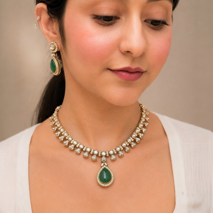 Anu Moissanite Necklace-Green