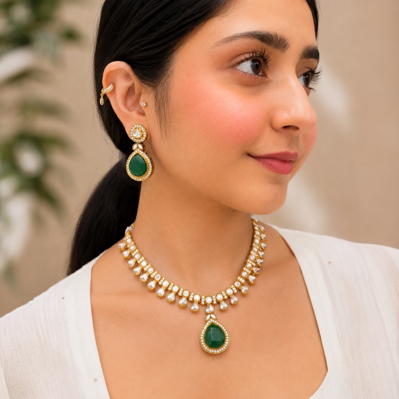 Anu Moissanite Necklace-Green