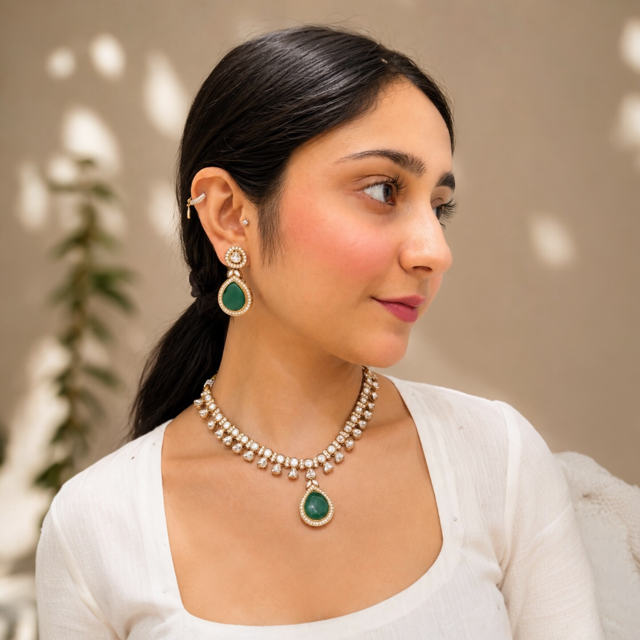 Anu Moissanite Necklace-Green