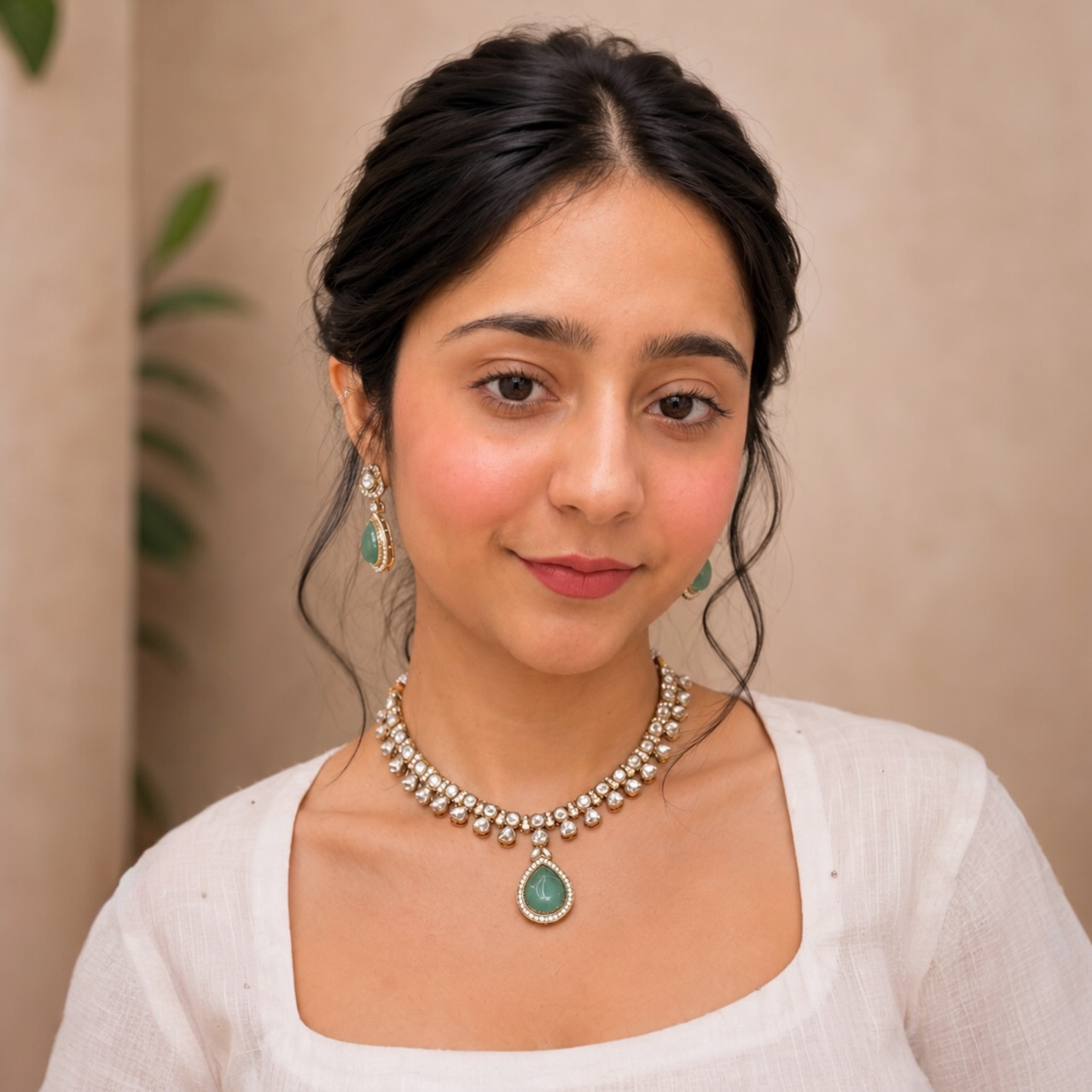 Anu Moissanite Necklace - Mint