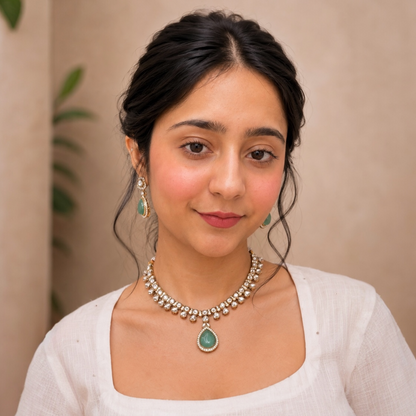 Anu Moissanite Necklace - Mint