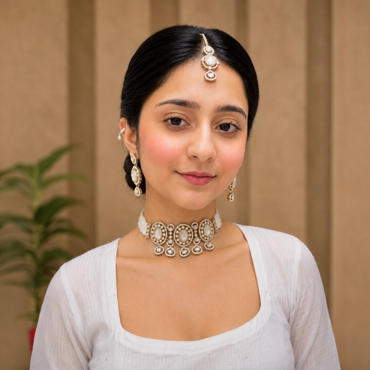 Nitya Moissanite Choker - White