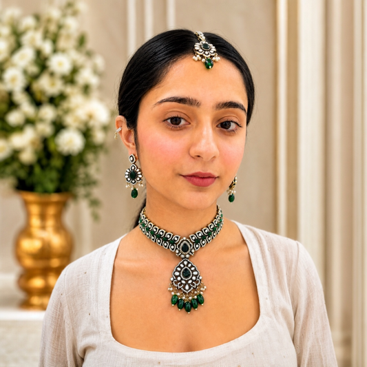 Vibha Moissanite Choker - Green