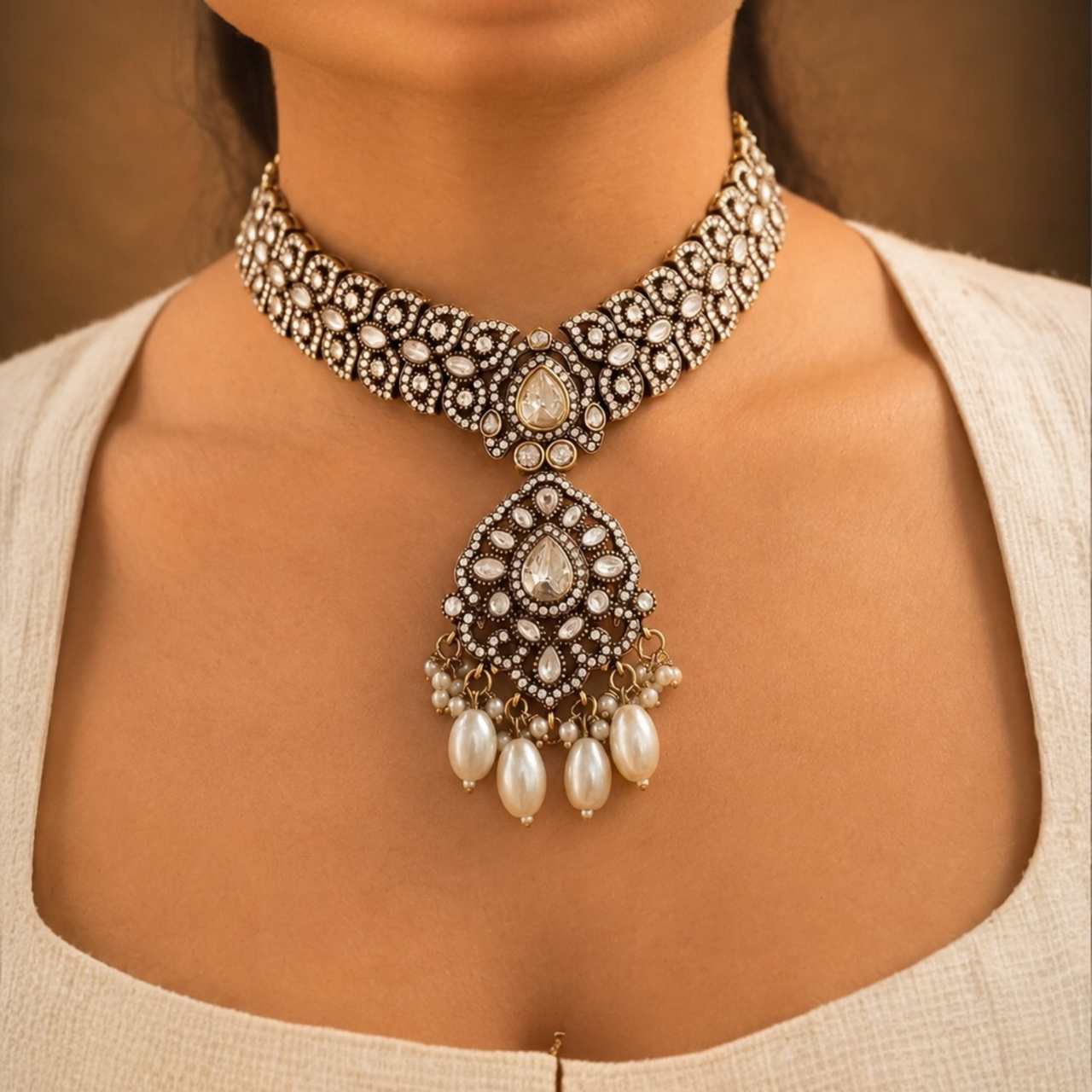 Vibha Moissanite Choker - White