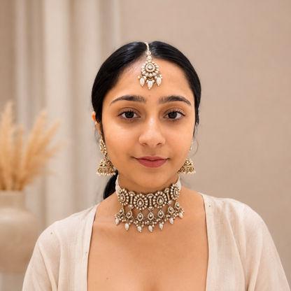 Priya Kundan Choker - White