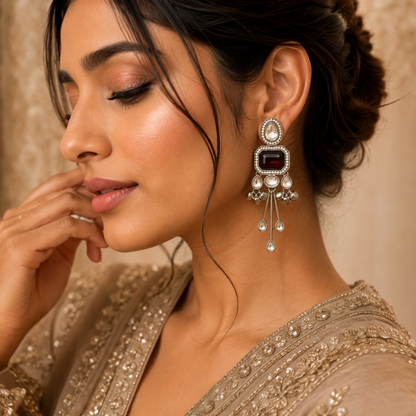 Alia Earrings - Maroon