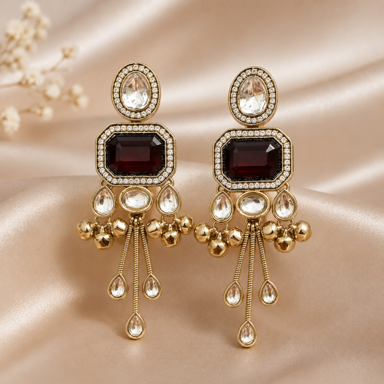 Alia Earrings - Maroon