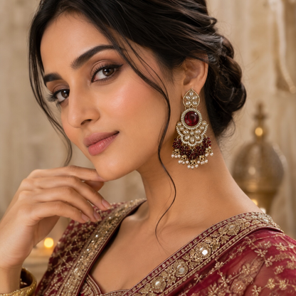 Sidya Earrings - Maroon