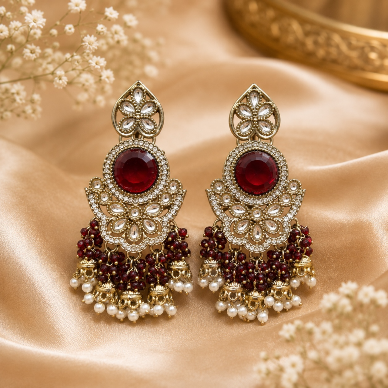 Sidya Earrings - Maroon