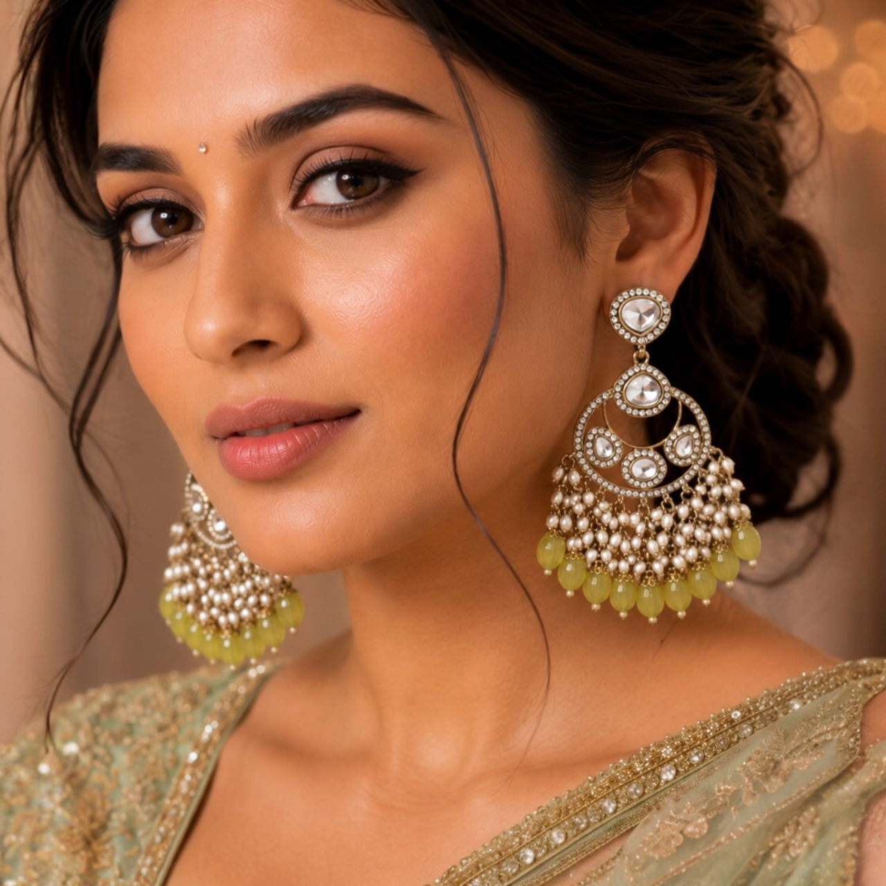 Tripti Chandbali - Olive Green