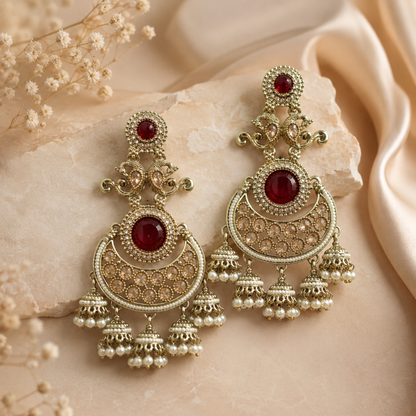 Ritika Earrings - Maroon