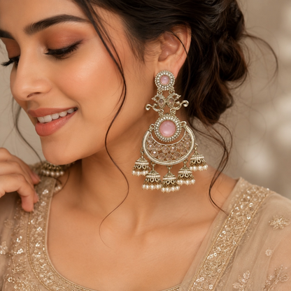 Ritika Earrings - Baby Pink