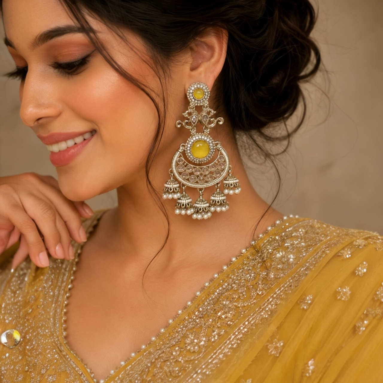 Ritika Earrings - Yellow
