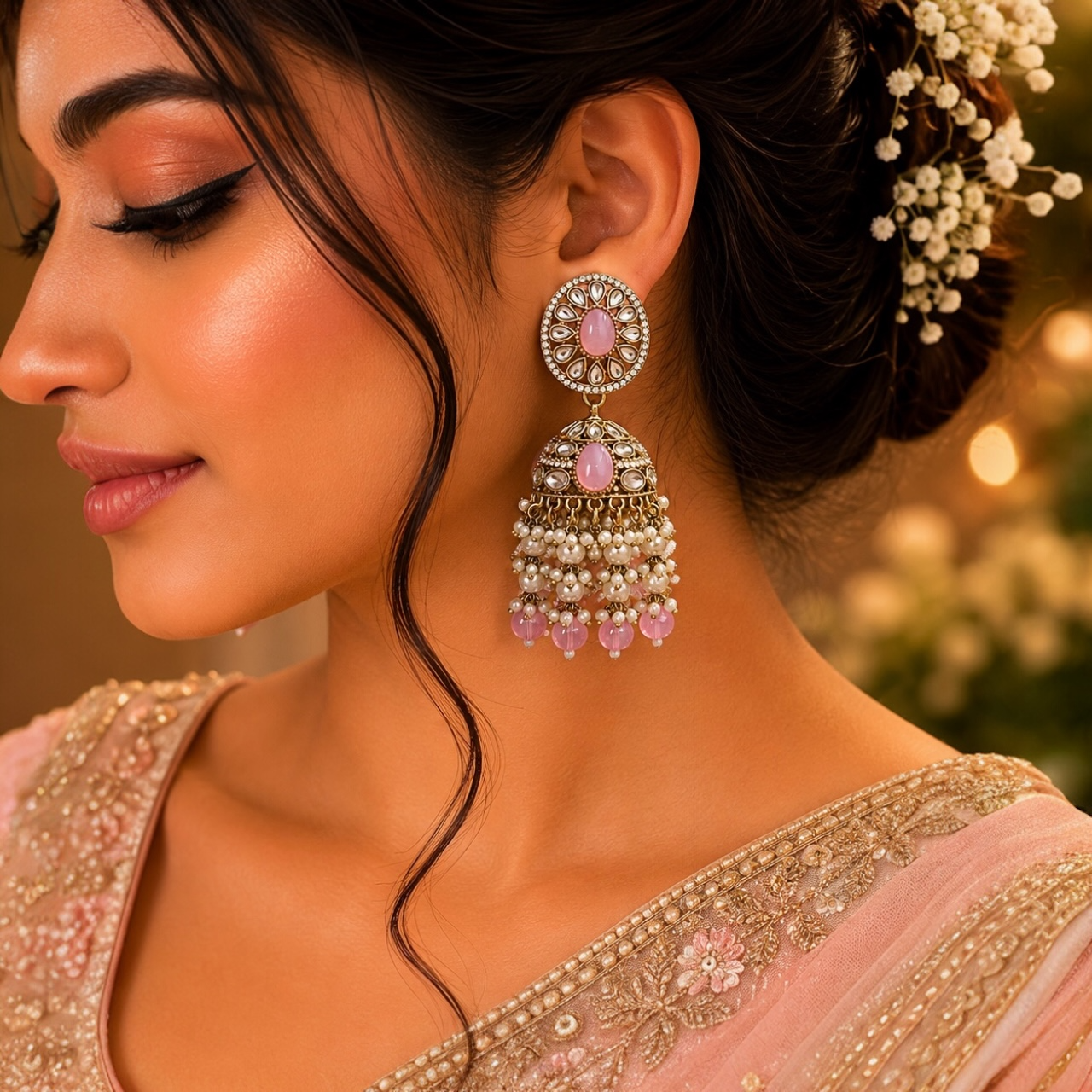 Saba Jhumki - Baby Pink