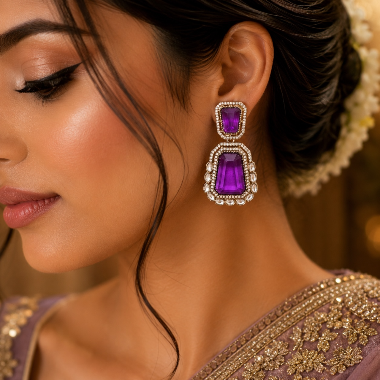 Zeenat Earrings - Purple