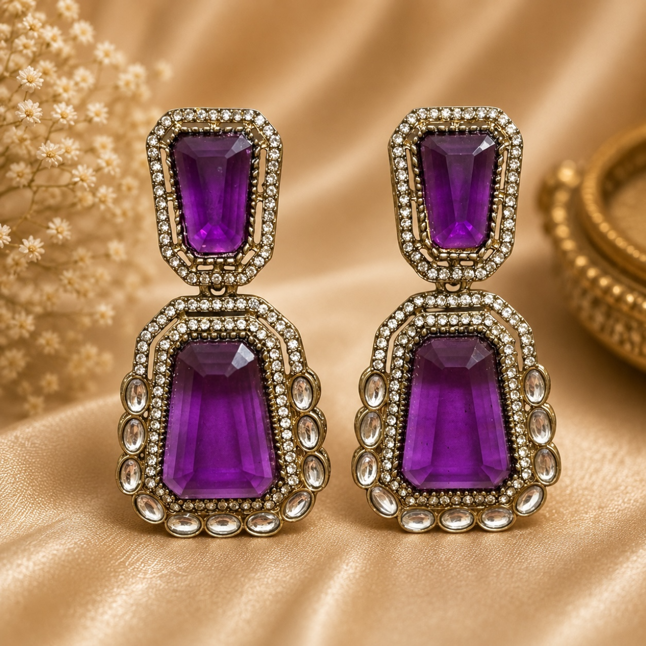 Zeenat Earrings - Purple