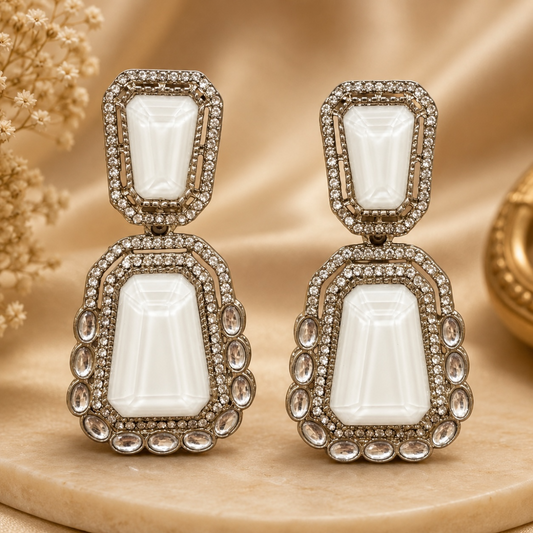Zeenat Earrings - White