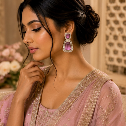 Zeenat Earrings - Onion Pink