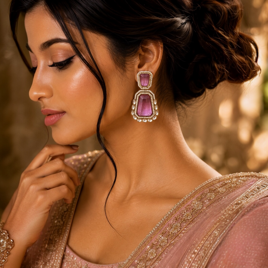 Zeenat Earrings - Onion Pink